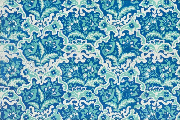 Bloeiende bloemen vector blauwe patroon achtergrond vintage stijl