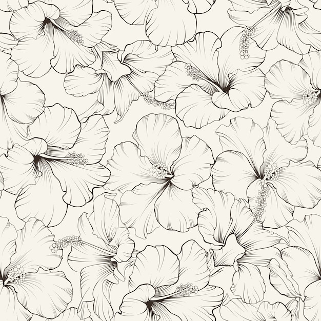 Bloeiende hibiscus naadloze patroon