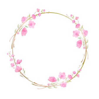 Bloeiende kersen sakura aquarel illustratie tak met roze bloemen
