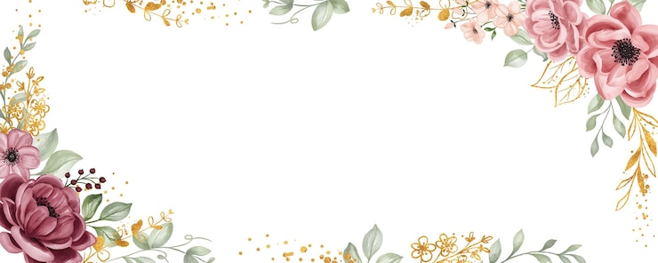 Gratis Vector bloem naadloze grens. floral banner arrangement van bladeren en bloemen kastanjebruin goud, bloem frame
