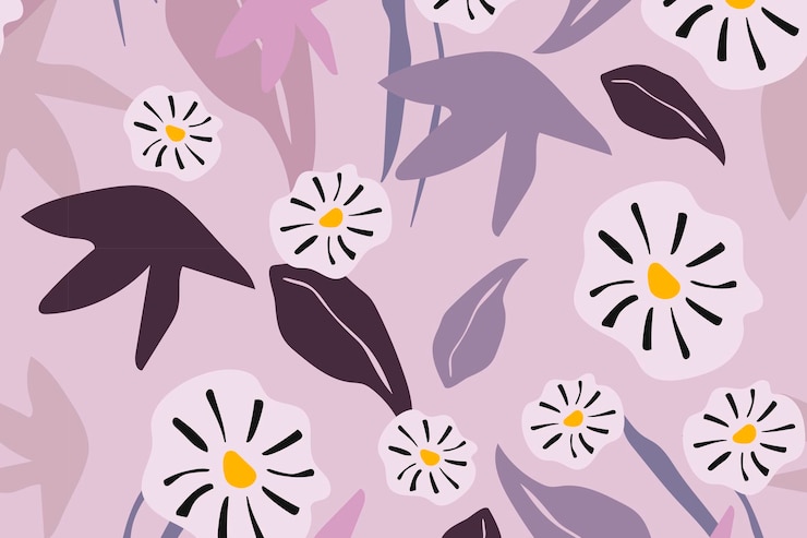 Gratis Vector bloem naadloze patroon esthetische achtergrond ontwerp vector