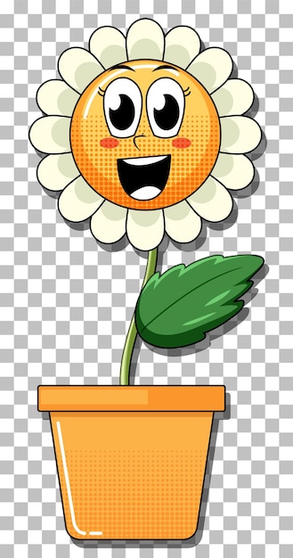 Gratis vector bloem stripfiguur in pot