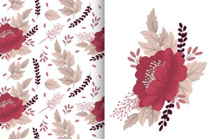 Bloemboeket met naadloos patroon. bloemen achtergrond set