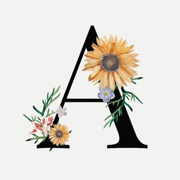 Bloemen alfabet a vector typografie