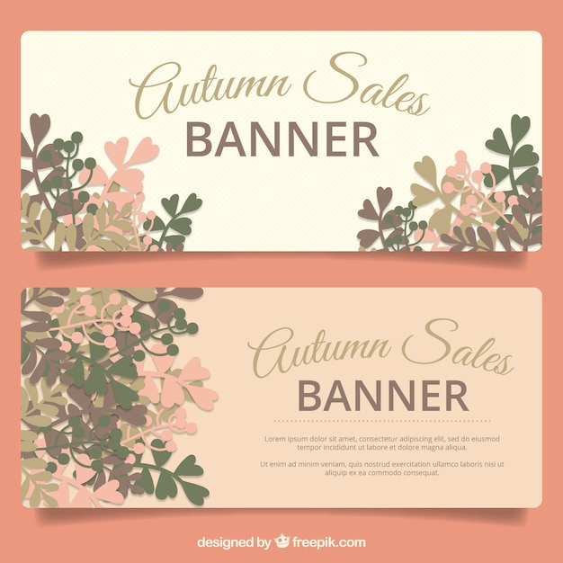 Bloemen banners in pastel kleuren