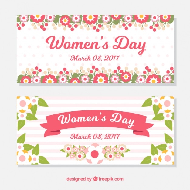 Bloemen banners voor de dag van vrouwen
