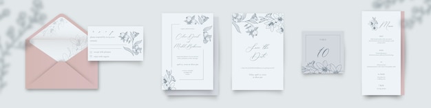 Bloemen bruiloft briefpapier pack