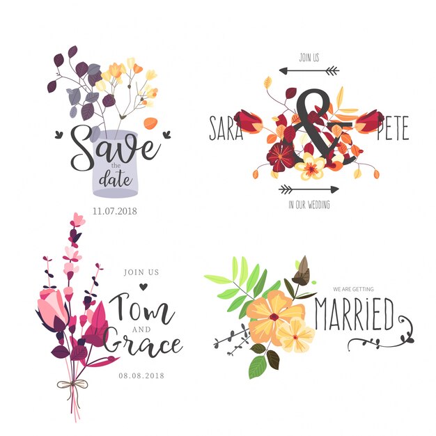 Bloemen bruiloft labels