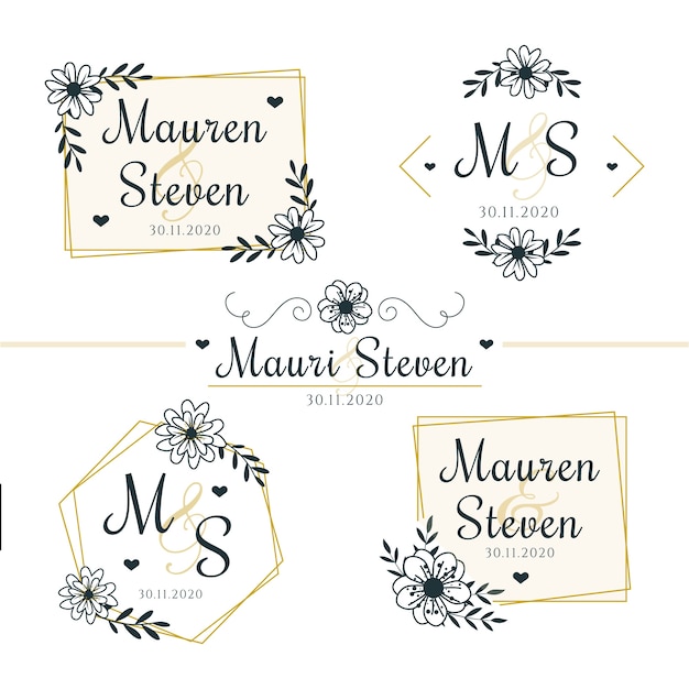 Bloemen bruiloft logo's