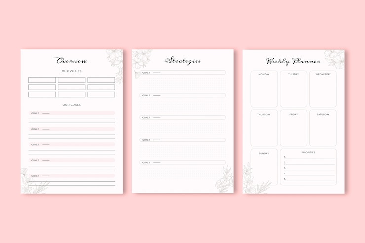 Gratis Vector bloemen-esthetische bundelplanner voor kleine bedrijven