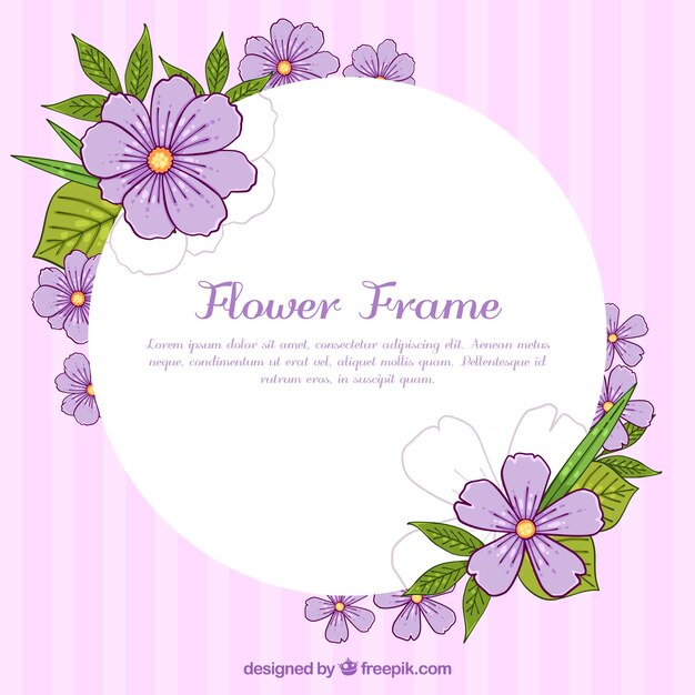 Bloemen frame met violette bloemen