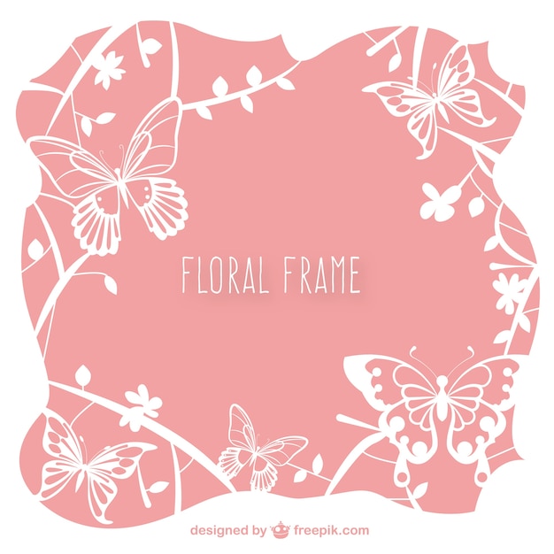 Gratis vector bloemen frame met vlinders