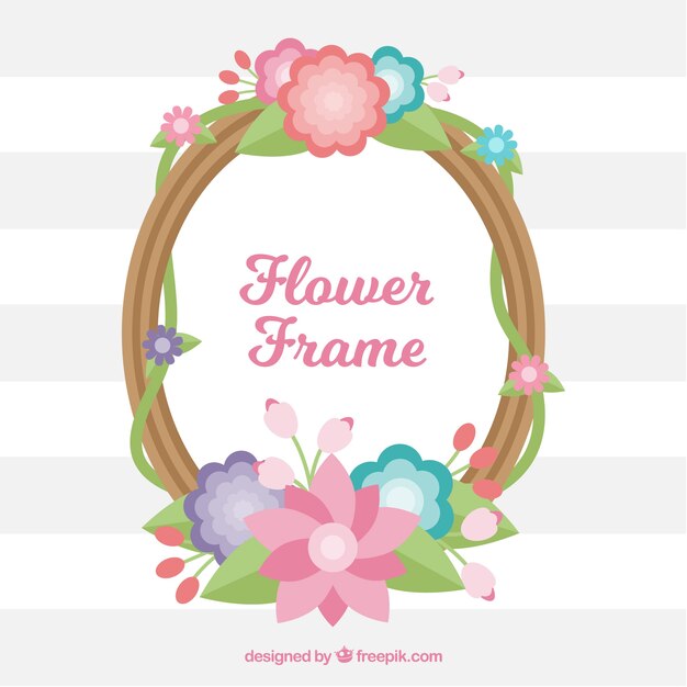 Bloemen frame, platte stijl