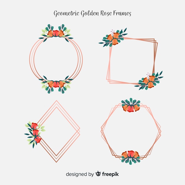 Bloemen gouden roze frames