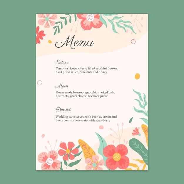 Bloemen huwelijk menumalplaatje