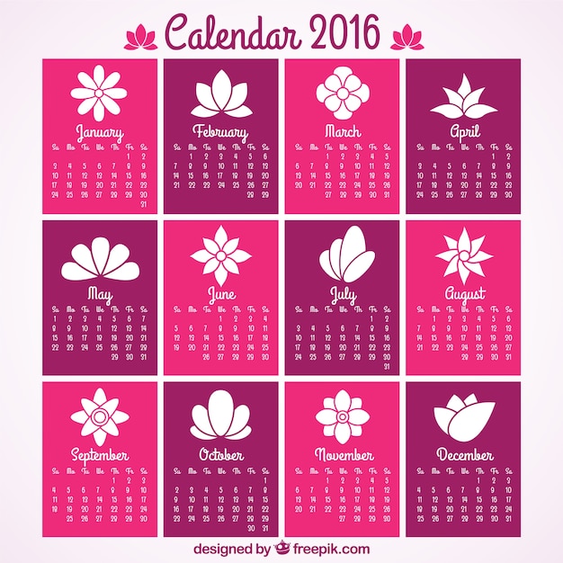 Gratis vector bloemen kalender