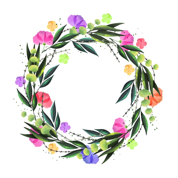 Gratis Vector bloemen krans in aquarel stijl