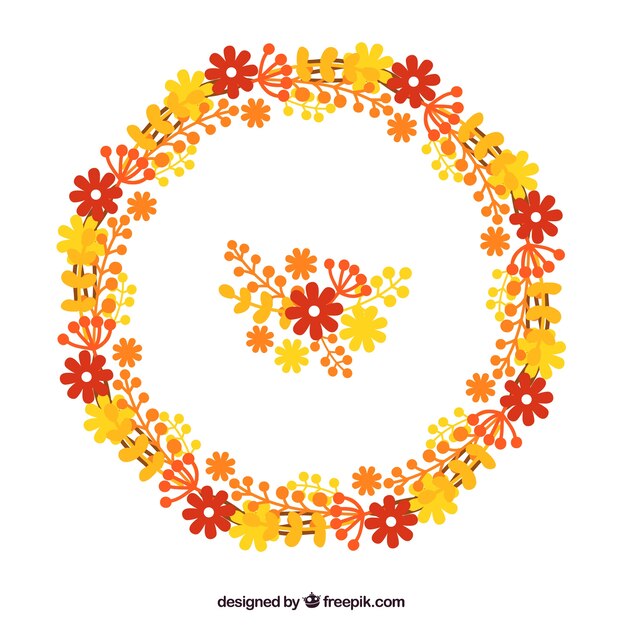 Gratis vector bloemen kroon met de herfstbladeren