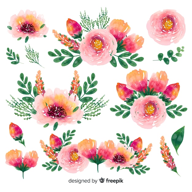 Bloemen lente tijd aquarel boeket achtergrond