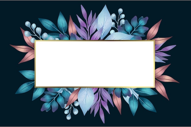 Gratis vector bloemen met lege banner in geometrische vorm