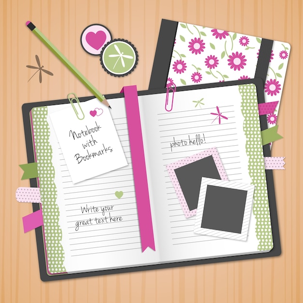 Gratis vector bloemen notebook