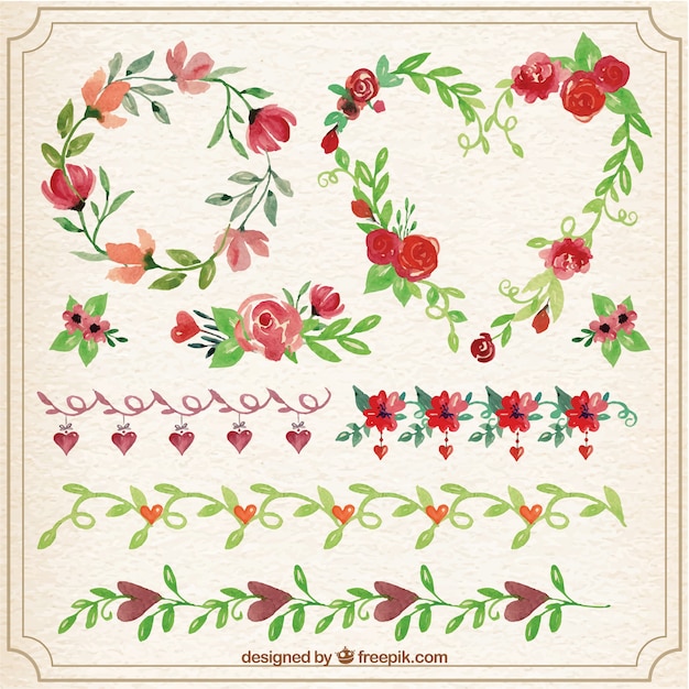 Gratis vector bloemen ornamenten voor heilige valentijn dag