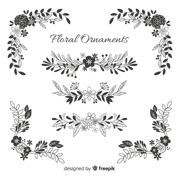 Gratis vector bloemen ornamenteninzameling