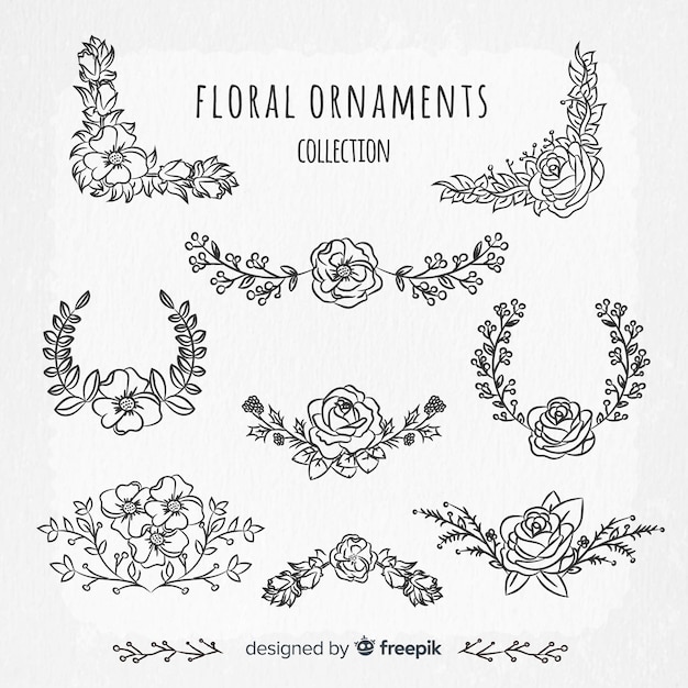 Gratis vector bloemen ornamenteninzameling