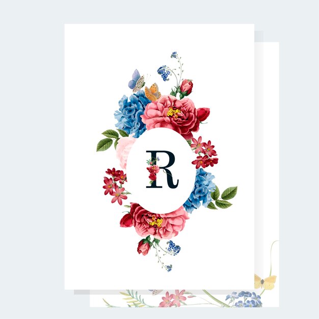 Bloemen uitnodigingskaart mockup illustratie