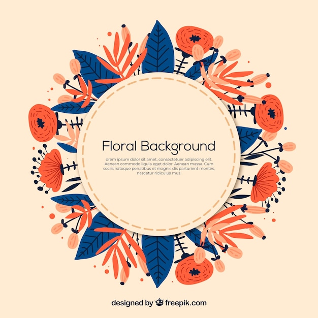 Gratis vector bloemenachtergrond in hand getrokken stijl