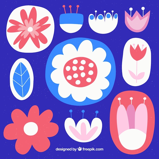 Gratis vector bloemenachtergrond met hand getrokken stijl