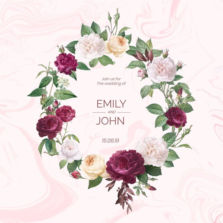 Gratis Vector bloemenhuwelijksuitnodiging