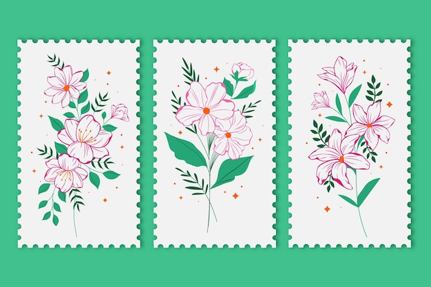 Gratis vector bloemenkaarten collectie