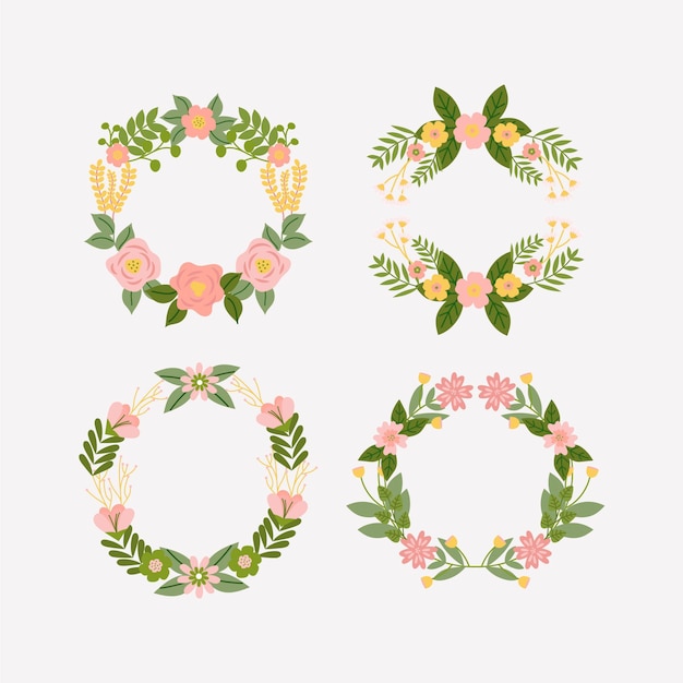 Gratis vector bloemenkransen collectie