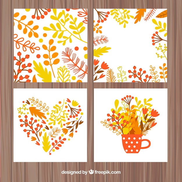 Gratis vector bloemenpakket herfstkaarten