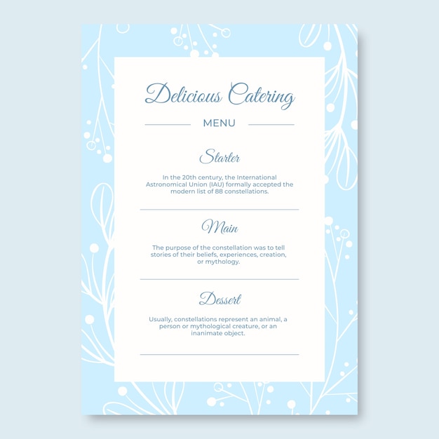 Gratis vector bloemenpastel heerlijk cateringmenu