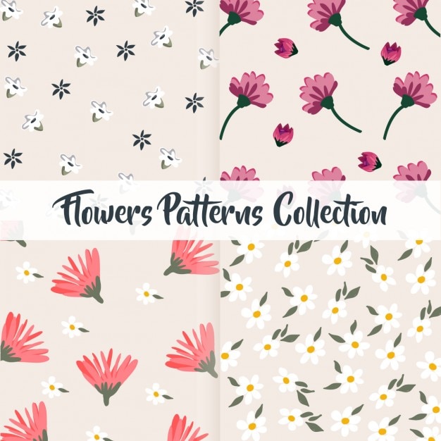 Gratis vector bloemenpatronen collectie