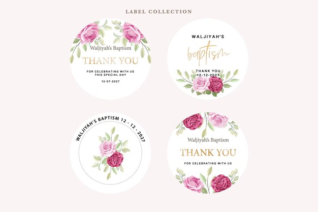 Bloemenrozen label ontwerp illustratie