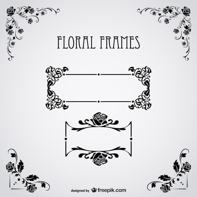 Bloementeksten frames gratis vector