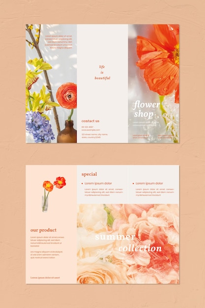 Gratis vector bloemenwinkel brochure sjabloon