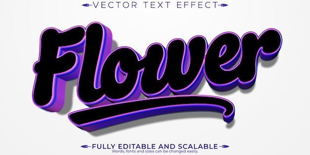 Gratis vector bloemteksteffect bewerkbare bloemen- en botanische aanpasbare lettertypestijl