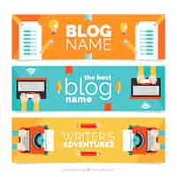 Gratis vector blog headers in plat design