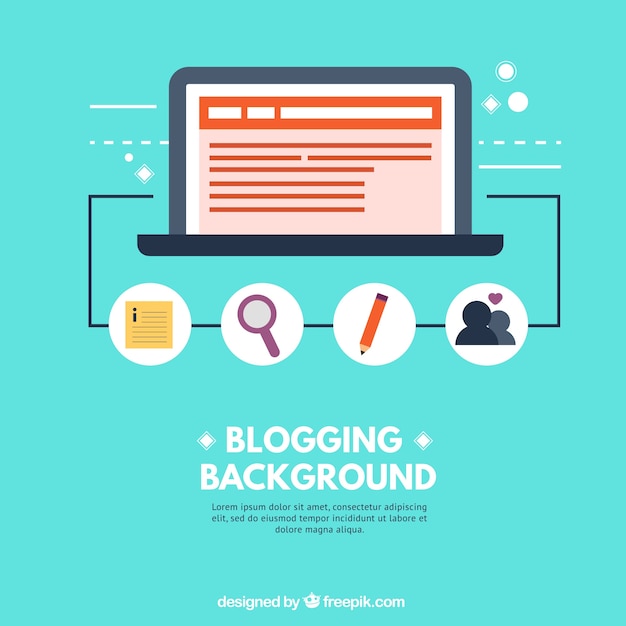 Bloggen achtergrond met elementen in plat ontwerp