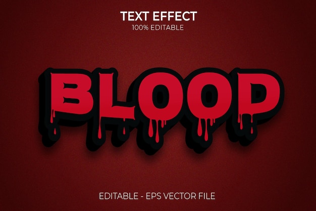 Blood creative 3d halloween en horror bewerkbare teksteffecten premium vector premium vector