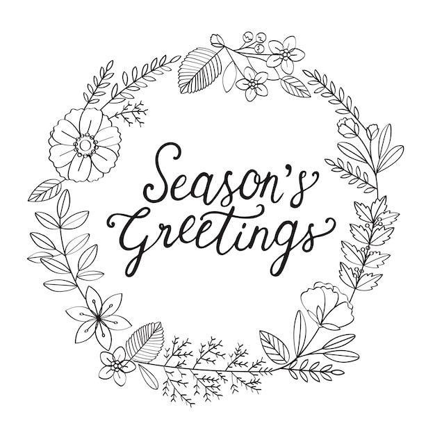 Blossom krans Nieuwjaar typografie illustratie