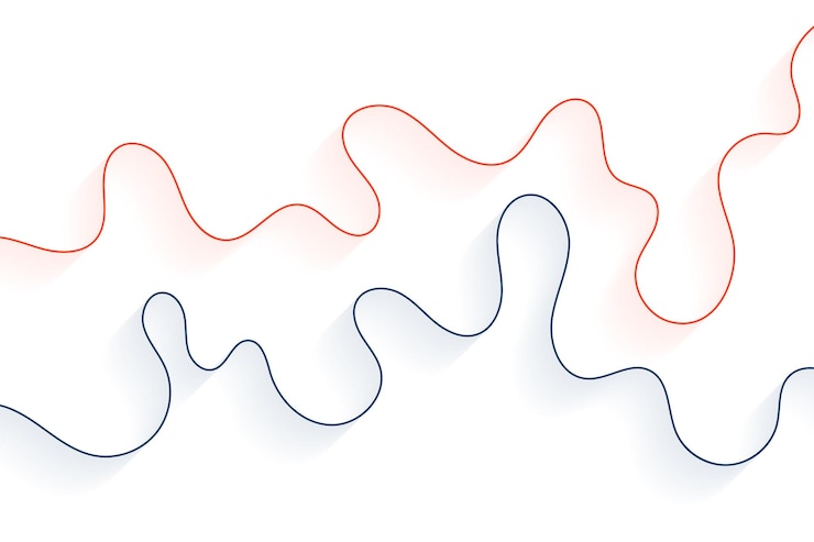 Gratis Vector blue and red wiggly curvy line pattern on white background