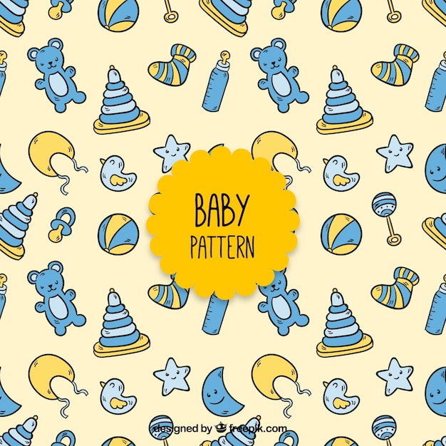 Gratis vector blue babyelementen patroon