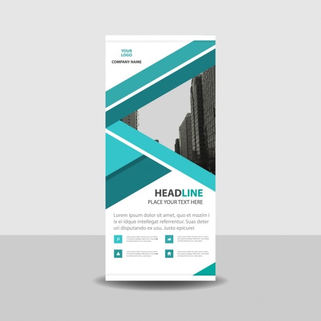 Gratis vector blue creatieve roll up banner template