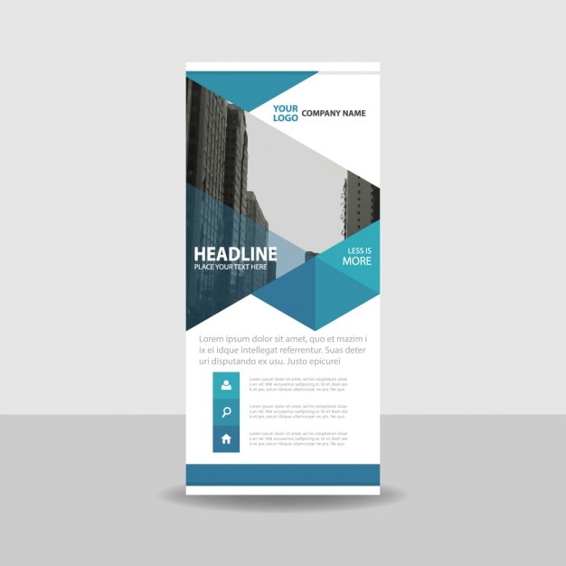 Gratis vector blue creatieve roll up banner template