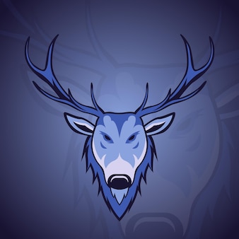 Blue deer esport-logo hertenkopillustratie voor esports-teamlogo